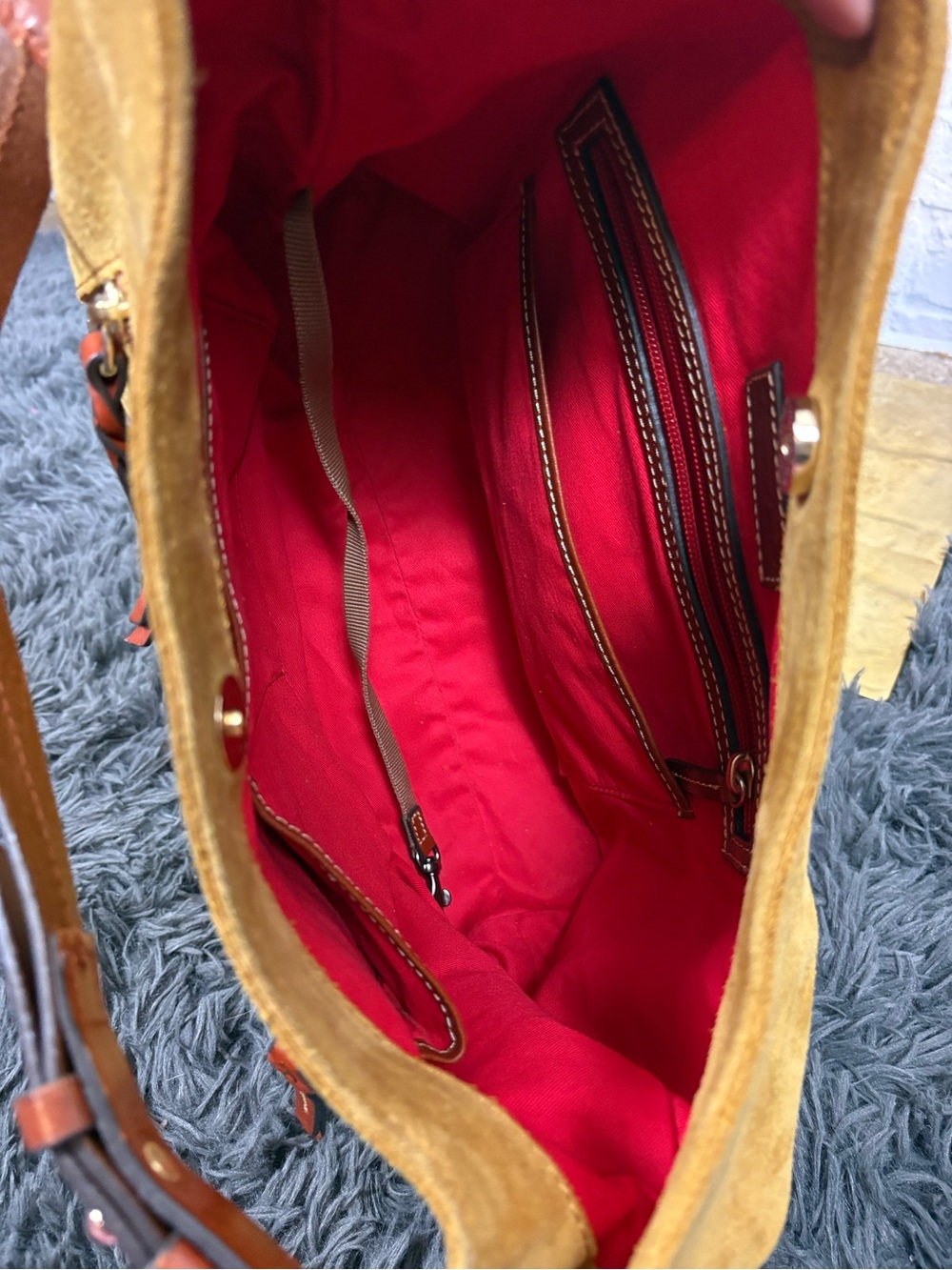 Dooney & Bourke - Mustard Suede Cooper Hobo Bag - Picture 9 of 12